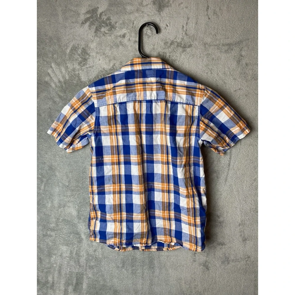 Urban Pipeline Boys Small Plaid Short Sleeve Shirt Blue Orange